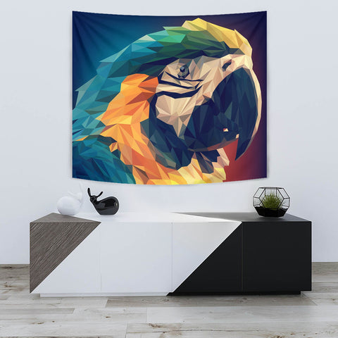 Blue And Yellow Macaw Parrot Vector Art Print Tapestry