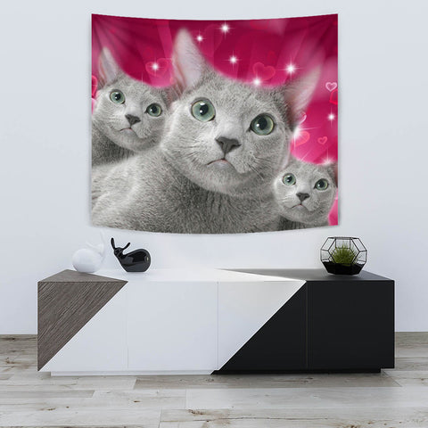 Russian Blue Cat Print Tapestry