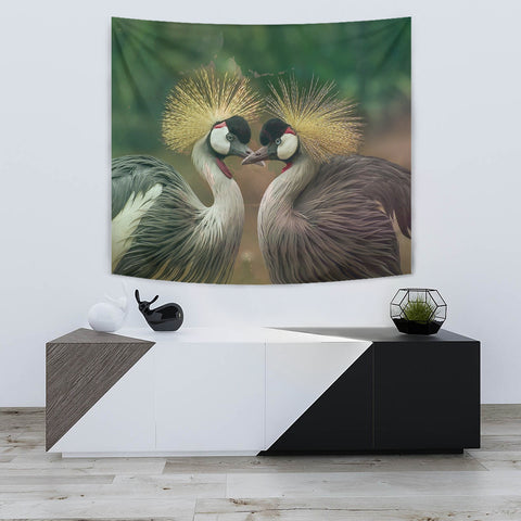 Grey Crowned Crane Bird Print Tapestry