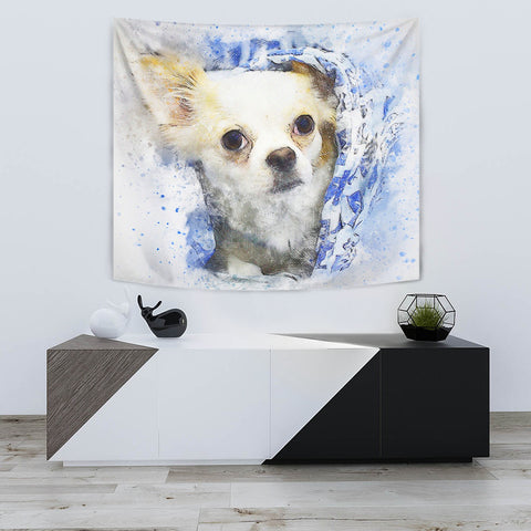 Chihuahua Dog Watercolor Art Print Tapestry