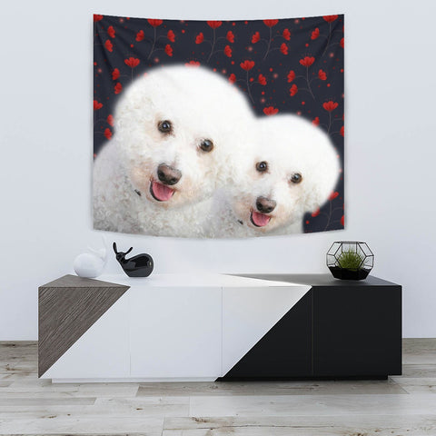 Bichon Frise Floral Print Tapestry