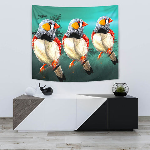 Zebra Finch Bird Print Tapestry