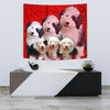 Old English Sheepdog On Red Print Tapestry