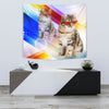 Cute Siberian Cat With Red Glasses Print Tapestry