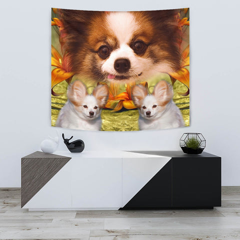 Cute Papillon Dog Print Tapestry