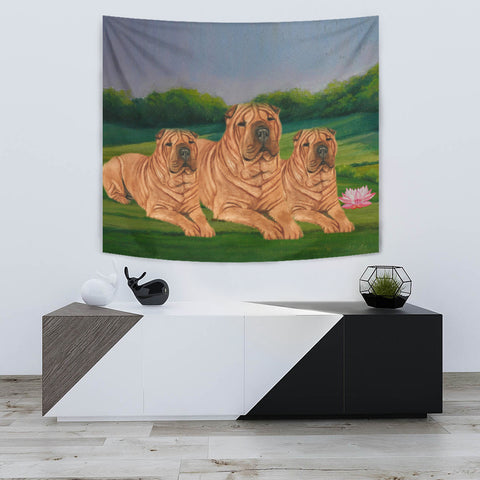 Shar Pei Dog Print Tapestry