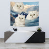 White Persian Cat On Mountain Print Tapestry