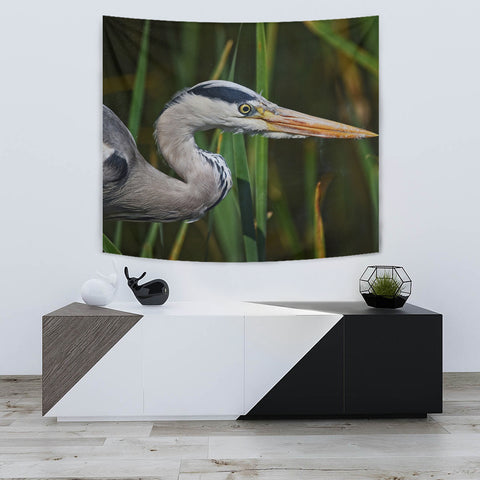 Grey Heron Bird Print Tapestry