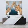 Pit Bull Terrier On Blue Print Tapestry