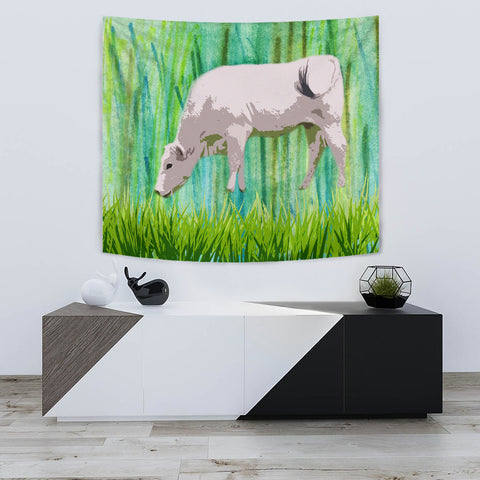 Amazing Chianina Cattle (Cow) Print Tapestry