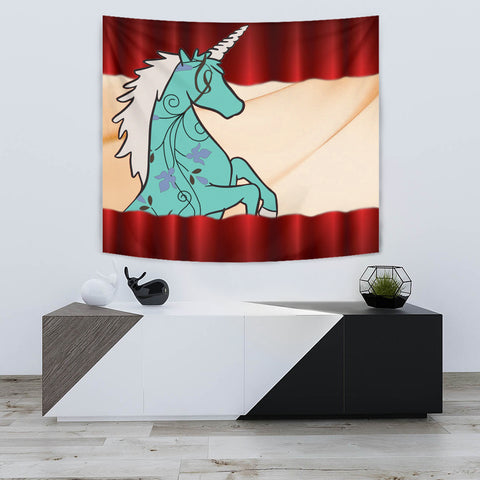 Unicorn Print Red Tapestry