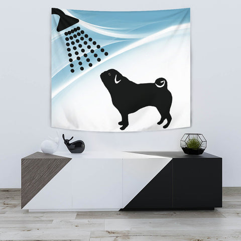 Cute Pug Dog Bath Print Tapestry