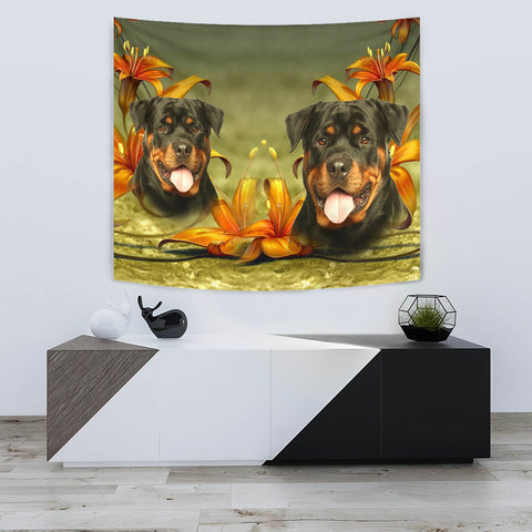 Cute Rottweiler Dog Print Tapestry