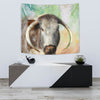 Amazing English Longhorn Cattle (Cow) Print Tapestry