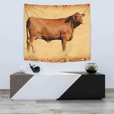 Red Brangus Cattle Print Tapestry