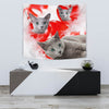 Russian Blue Cat On Red Print Tapestry