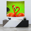 Heart Shape Flamingo Bird Print Tapestry