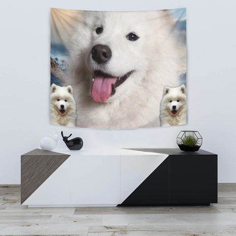 Cute Samoyed Dog Print Tapestry