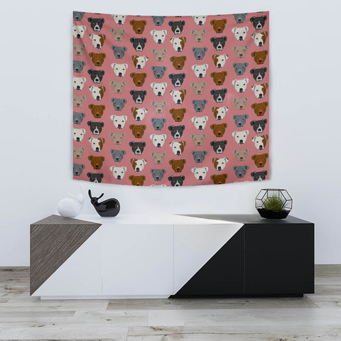 Pit Bull Dog Pattern Print Tapestry