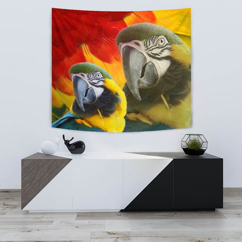 Blue and Yellow Macaw Print Tapestry