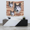 Siberian Husky On Wall Print Tapestry