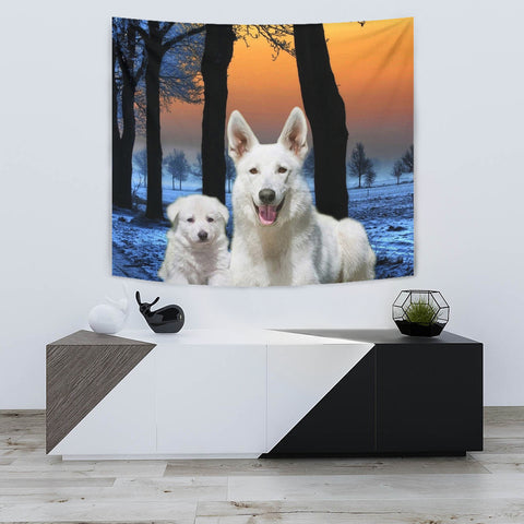 Lovely White Shepherd Dog Print Tapestry