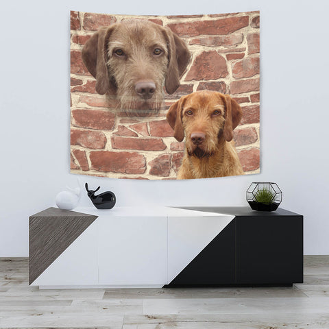 Wirehaired Vizsla On Wall Print Tapestry