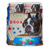 [AI Generated] Boston Terrier with a bowl from Texas Bedding Set