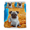 [AI Generated] Pug with a bowl from California Bedding Set