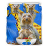 [AI Generated] Yorkie with a bowl from florida Bedding Set