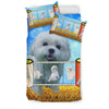 Cute Maltese dog film reel Print Bedding Set