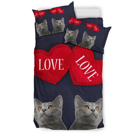 Chartreux Cat Love Print Bedding Sets