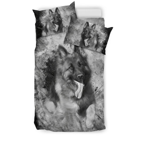 German Shepherd Black and White Print Bedding Set