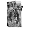 German Shepherd Black and White Print Bedding Set