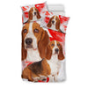 Basset Hound On Red Print Bedding Set