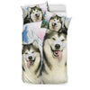 Laughing Alaskan Malamute Print Bedding Set