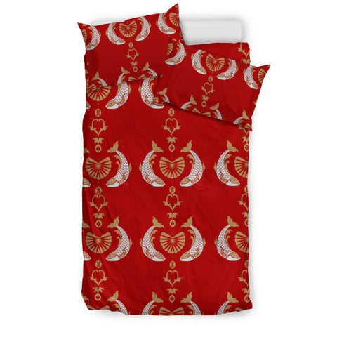Fish Patterns Print On Red Bedding Sets