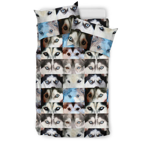 Siberian Husky Dog Eyes Print Bedding Set