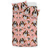Basset Hound Dog Print Pink Bedding Set