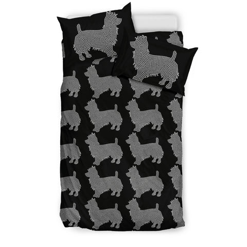 Australian Terrier Dog On Black Print Bedding Set