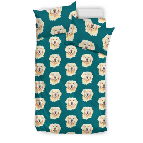 Lovely Golden Retriever Dog Pattern Print Bedding Set