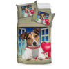 Jack Russell Terrier on window with love Print Bedding Sets