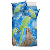 Rose Ringed Parrot With Sky Print Bedding Set