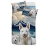 White Shepherd Dog Print Bedding Set