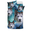 Siberian Husky With Ocean Print Bedding Set