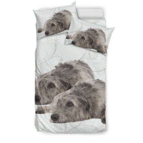 Cute Irish Wolfhound Dog Floral Print Bedding Sets