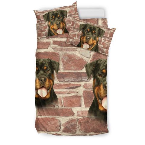 Laughing Rottweiler Dog Print Bedding Set