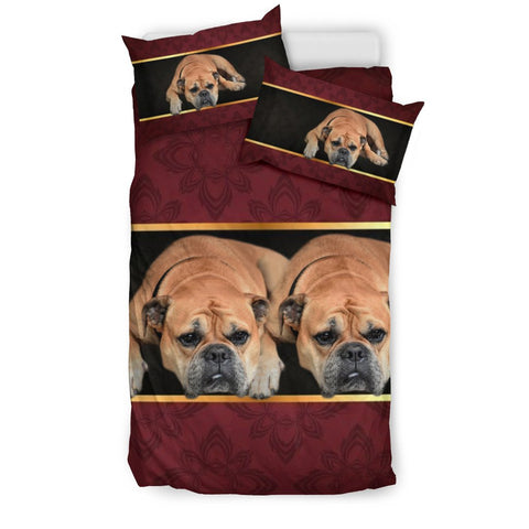 Bullmastiff Print On Red Bedding Sets