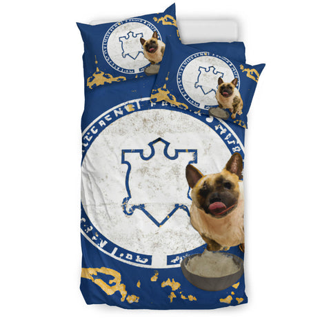 [AI Generated] French Bulldog with a bowl from Massachusetts Bedding Set
