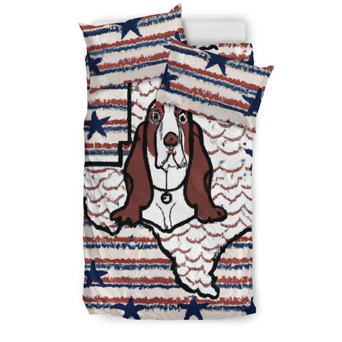 [AI Generated] Basset Hound Texas Bedding Set